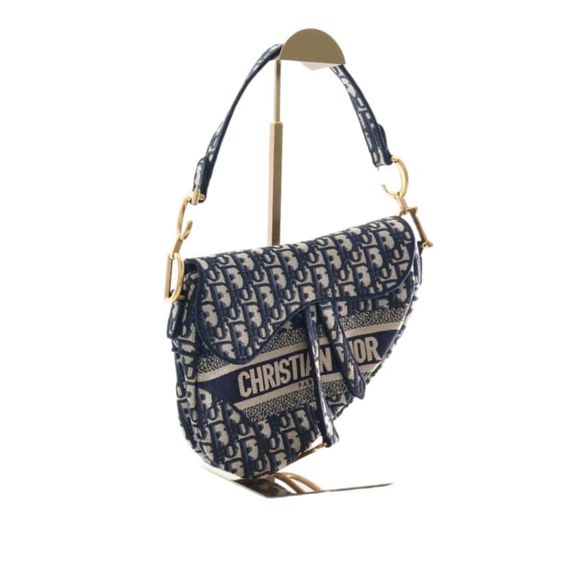 Dior Oblique Embroidered Canvas Saddle Bag Blue Very good condition - Inside View