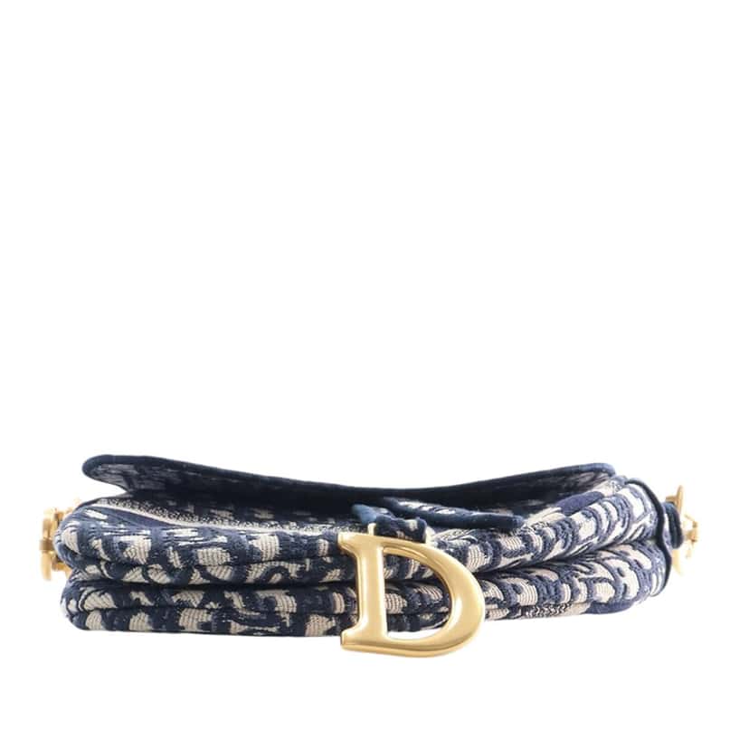 Dior Oblique Embroidered Canvas Saddle Bag Blue Very good condition - Box View