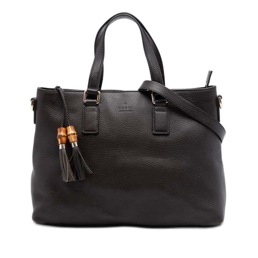Gucci Leather Bamboo Tassel Satchel Brown Leather Very good condition - Front View