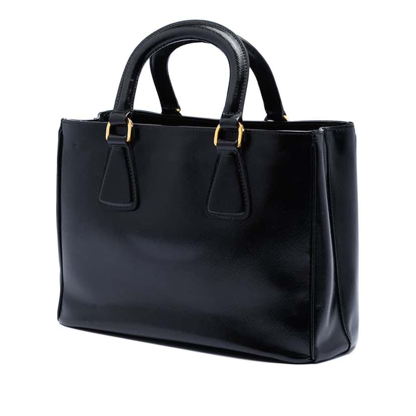 Prada Saffiano Vernice Top Handle Bag Black Leather Very good condition - Back View