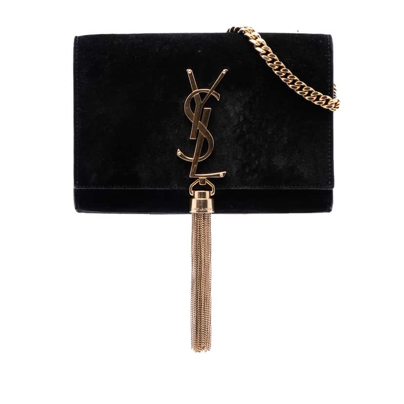 Saint Laurent Small Suede Monogram Kate Tassel Crossbody Black Leather Very good condition - Front View