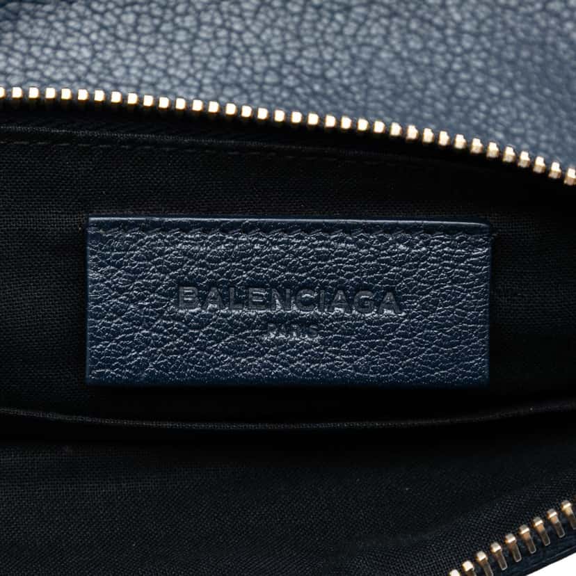 Balenciaga Chevre Motocross Classic Metallic Edge Clutch Blue Leather Very good condition - Box View