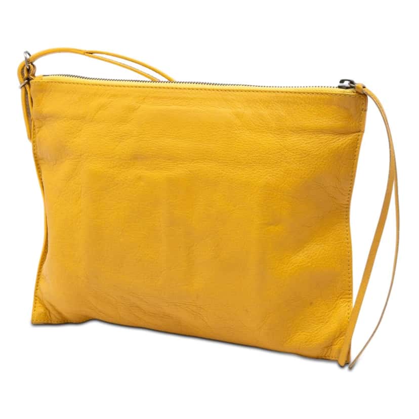 Balenciaga Leather Papier Wristlet Clutch Yellow Leather Very good condition - Back View