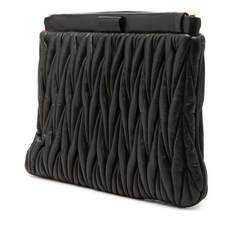 Miu Miu Matelasse Nappa Frame Clutch Black Leather Very good condition - Back View