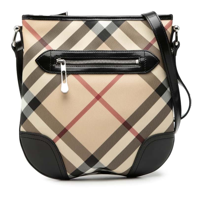 Burberry Supernova Check Coated Canvas Dryden Crossbody Beige Very good condition - Front View