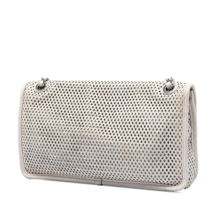 Chanel Medium Perforated Calfskin Up In The Air Flap White Leather Very good condition - Back View