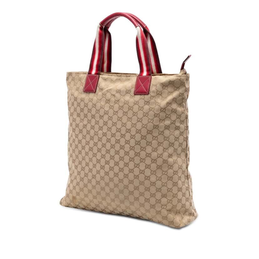 Gucci GG Canvas Web Vertical Tote Beige Very good condition - Back View