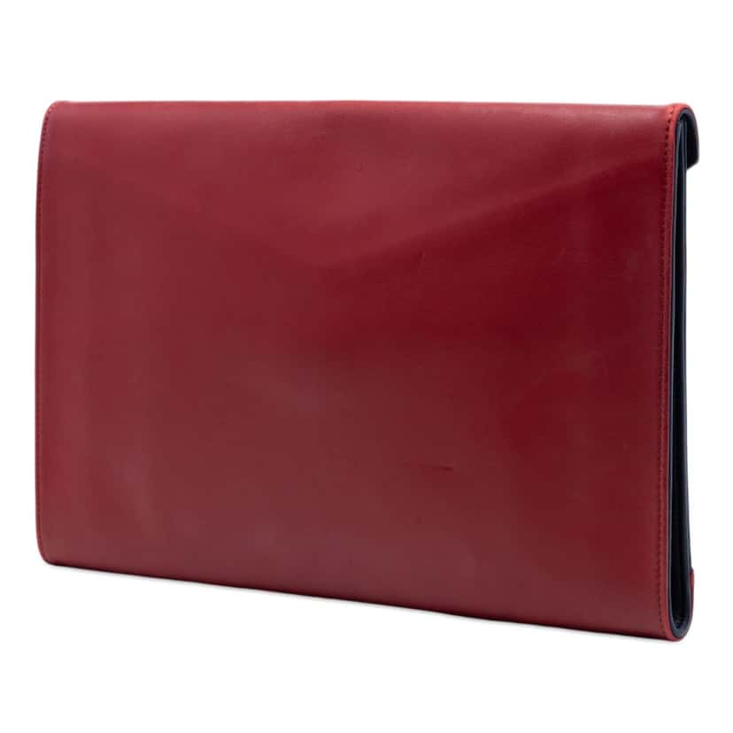 Chanel Large Bicolor Lambskin Envelope Clutch Red Leather Very good condition - Back View