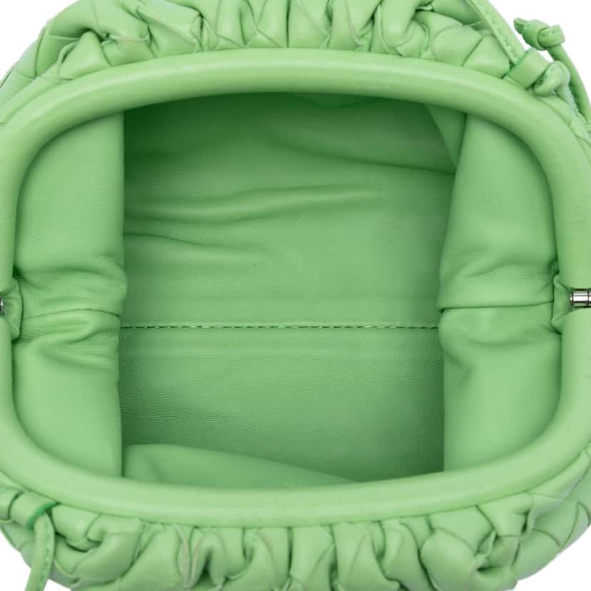 Bottega Veneta Nappa Intrecciato The Mini Pouch Crossbody Green Leather Very good condition - Model View
