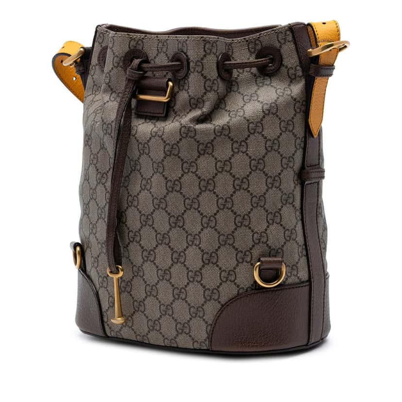 Gucci GG Supreme Neo Vintage Drawstring Bucket Bag Beige Very good condition - Back View