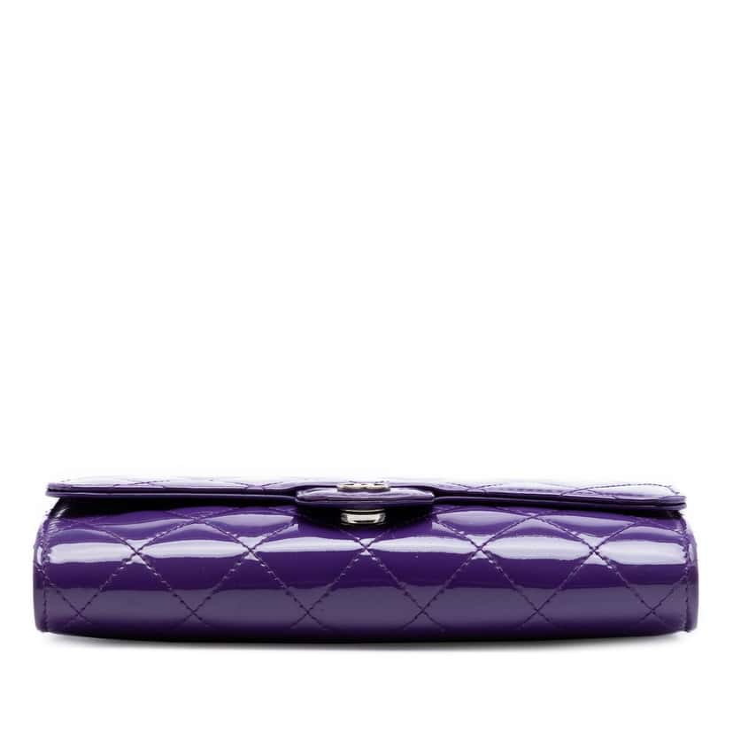 Chanel CC Quilted Patent Wallet On Chain Purple Leather Very good condition - Inside View