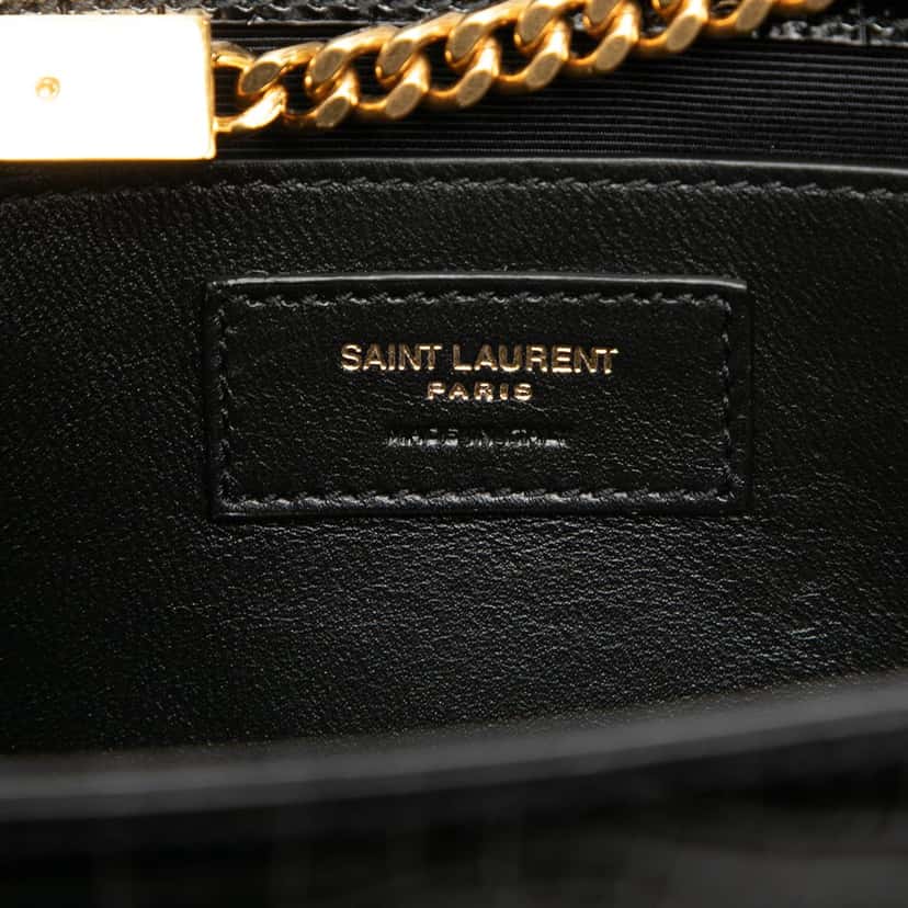 Saint Laurent Medium Croc Embossed Patent Monogram Kate Tassel Crossbody Black Leather Very good condition - Box View