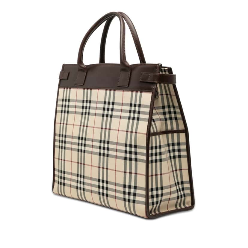 Burberry House Check Canvas Convertible Tote Beige Very good condition - Back View