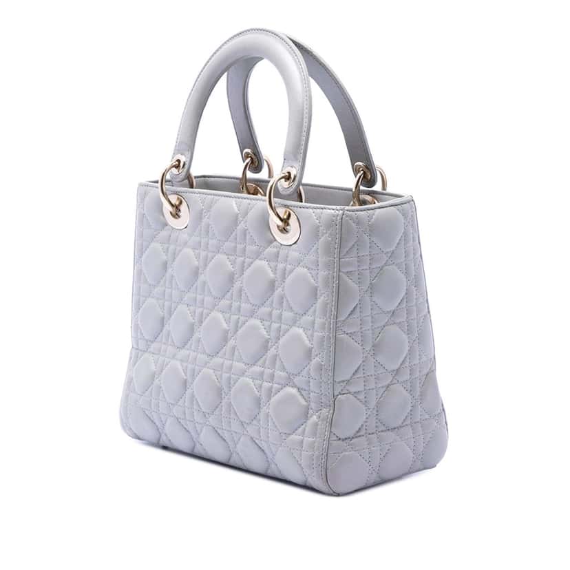 Dior Medium Pearlescent Lambskin Cannage Lady Dior Other Leather Very good condition - Back View