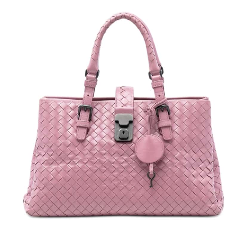 Bottega Veneta Small Nappa Intrecciato Roma Satchel Pink Leather Very good condition - Front View
