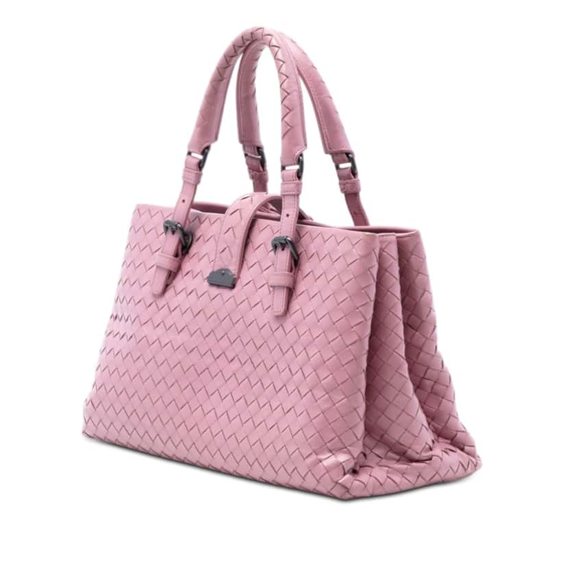 Bottega Veneta Small Nappa Intrecciato Roma Satchel Pink Leather Very good condition - Back View