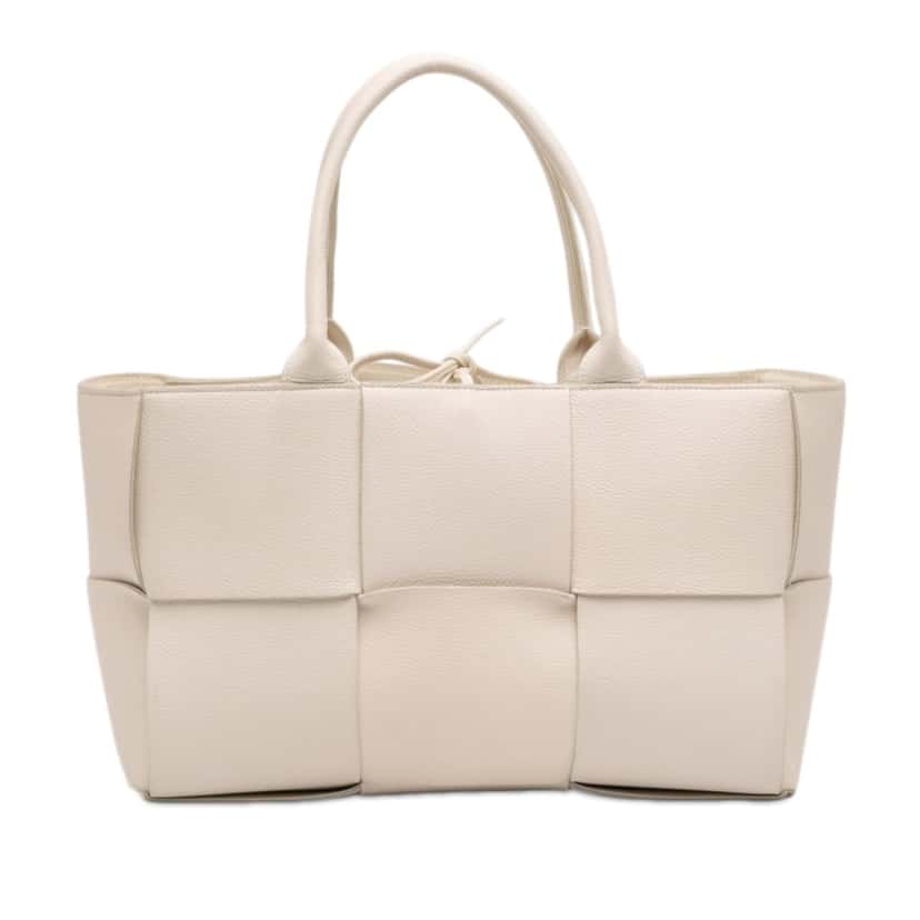 Bottega Veneta Small Nappa Maxi Intrecciato Arco Tote White Leather Very good condition - Front View