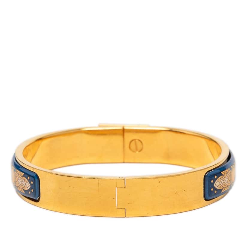 Hermès Narrow Printed Enamel Loquet Hinge Bracelet Blue Very good condition - Inside View