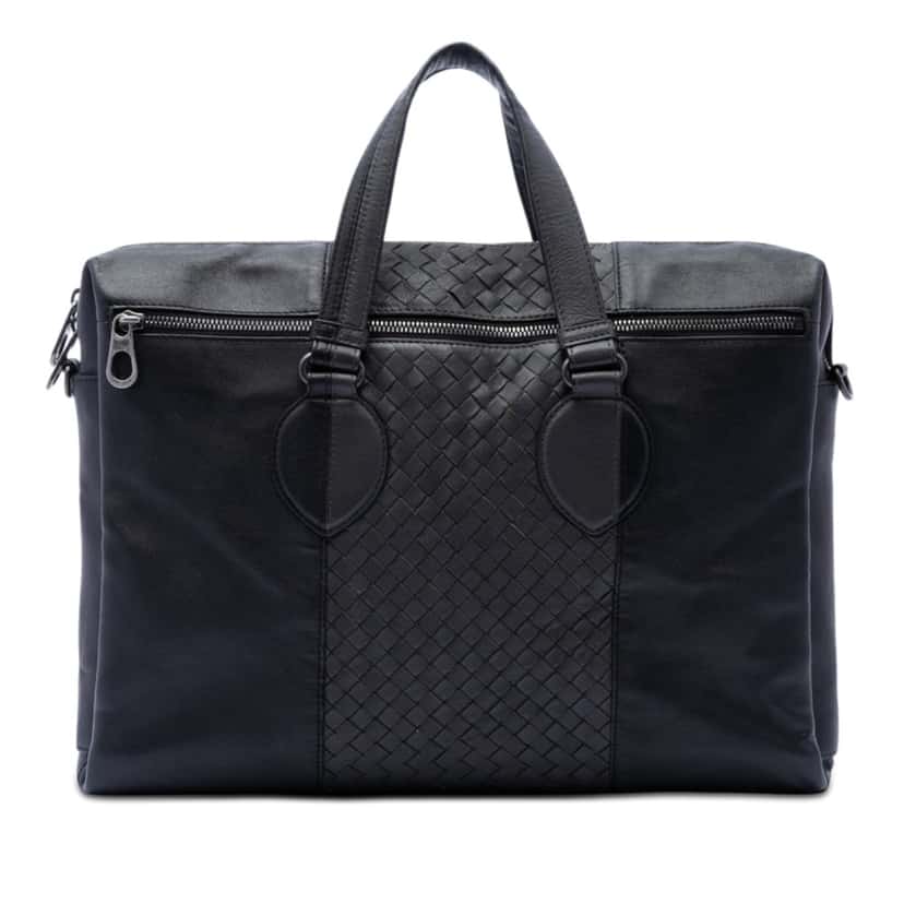 Bottega Veneta Bicolor Nappa Intrecciato Briefcase Black Leather Very good condition - Front View