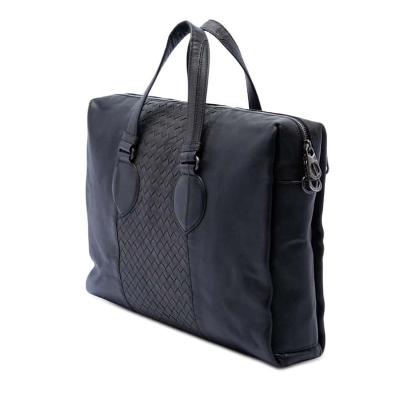 Bottega Veneta Bicolor Nappa Intrecciato Briefcase Black Leather Very good condition - Back View