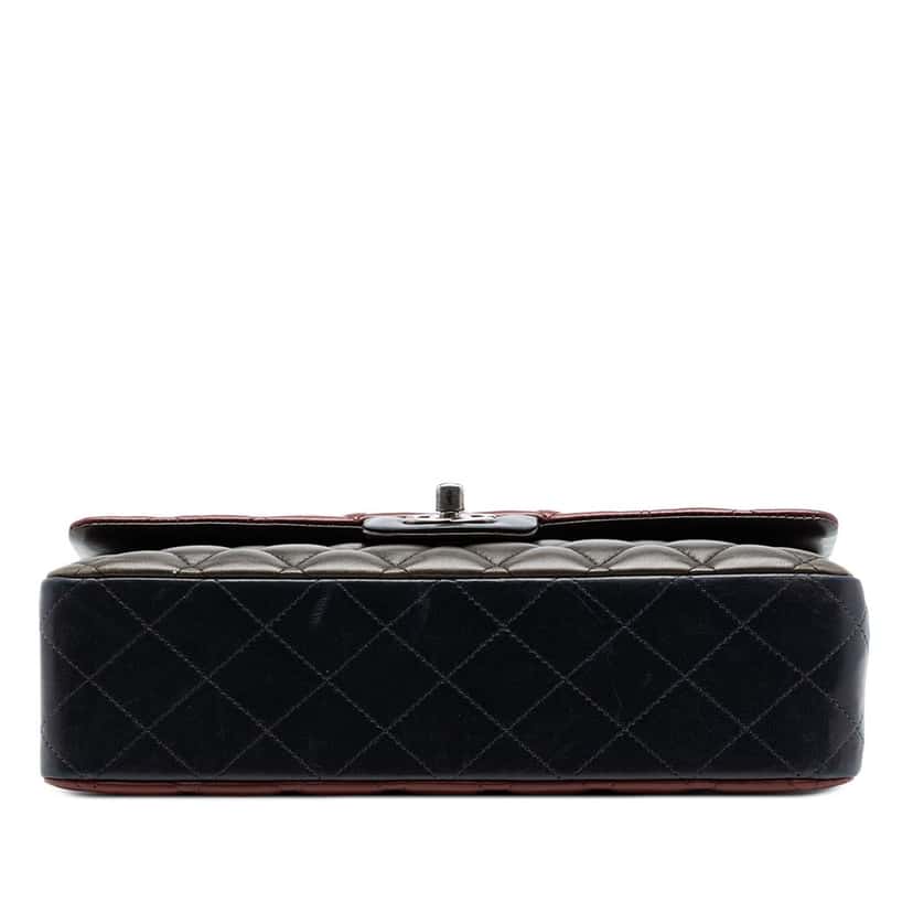 Chanel Medium Classic Tricolor Lambskin Double Flap Red Leather Very good condition - Inside View