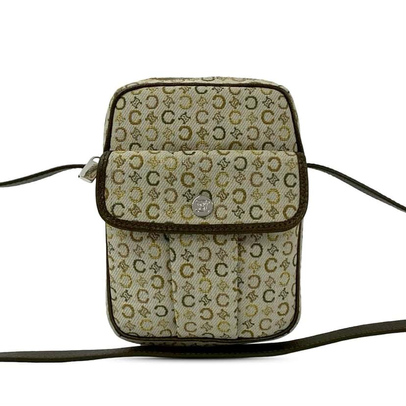 Celine C Macadam Canvas Crossbody Beige Very good condition - Front View