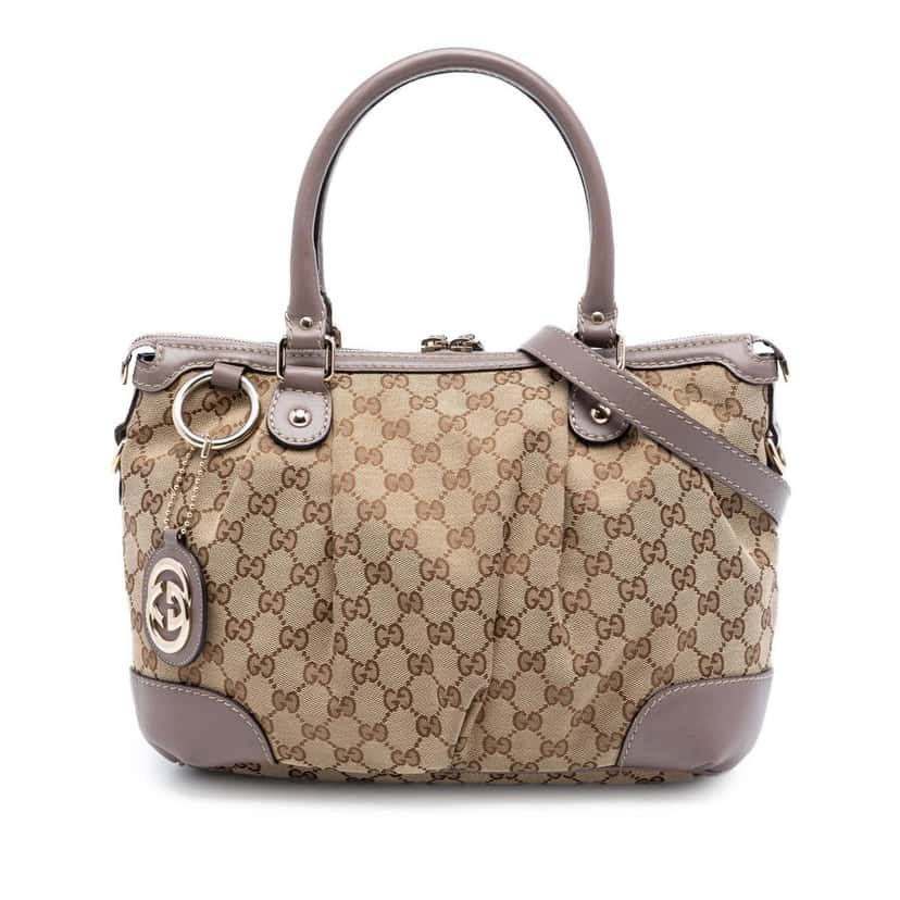 Gucci GG Canvas Sukey Satchel Beige Very good condition - Front View