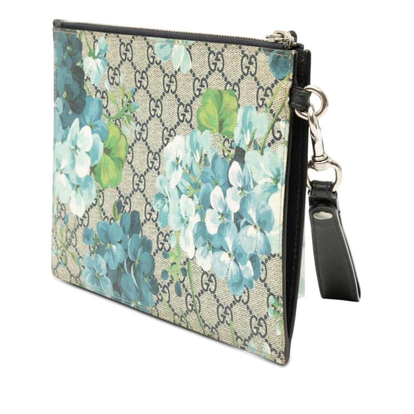 Gucci GG Supreme Blooms Clutch Blue Very good condition - Back View