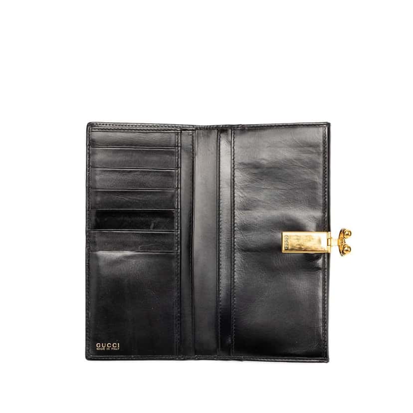 Gucci Calfskin Horseshoe Long Wallet Black Leather Very good condition - Model View