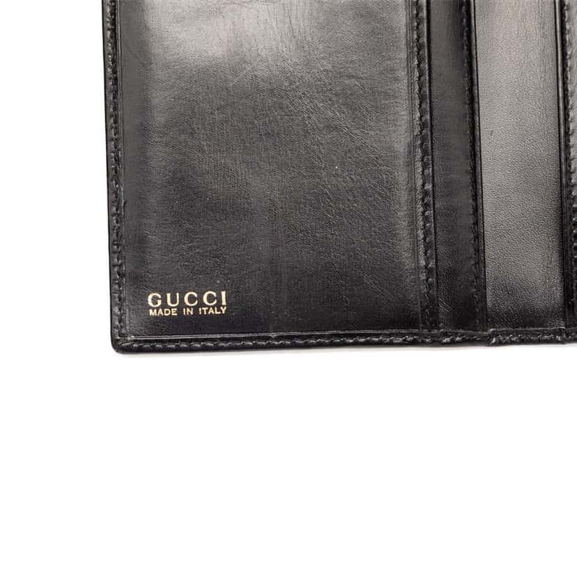 Gucci Calfskin Horseshoe Long Wallet Black Leather Very good condition - Box View