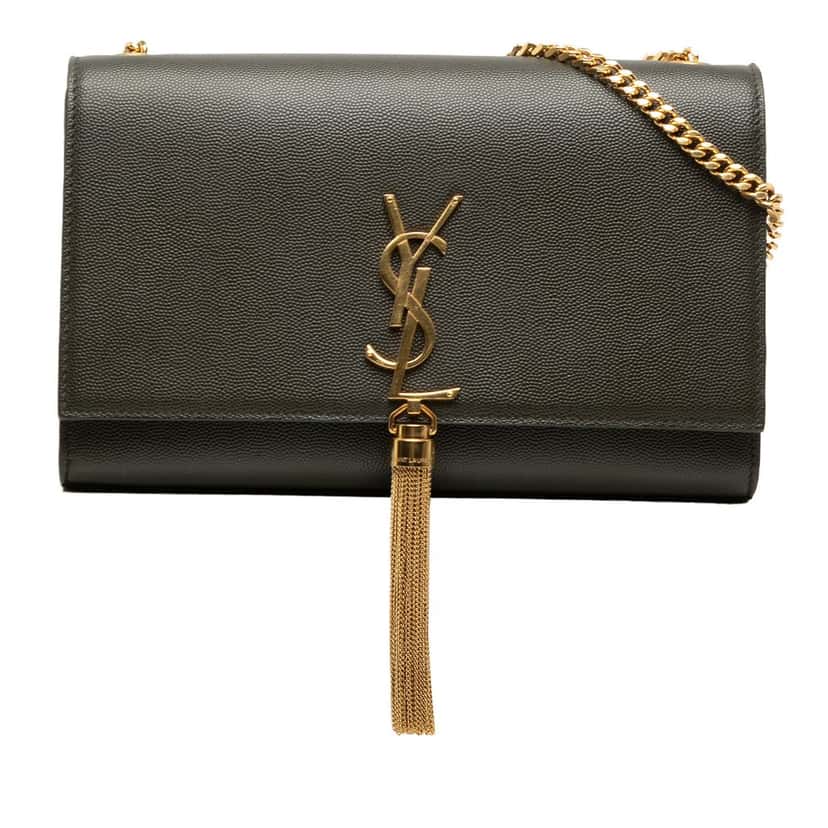 Saint Laurent Medium Grain de Poudre Monogram Kate Tassel Crossbody Brown Leather Very good condition - Front View