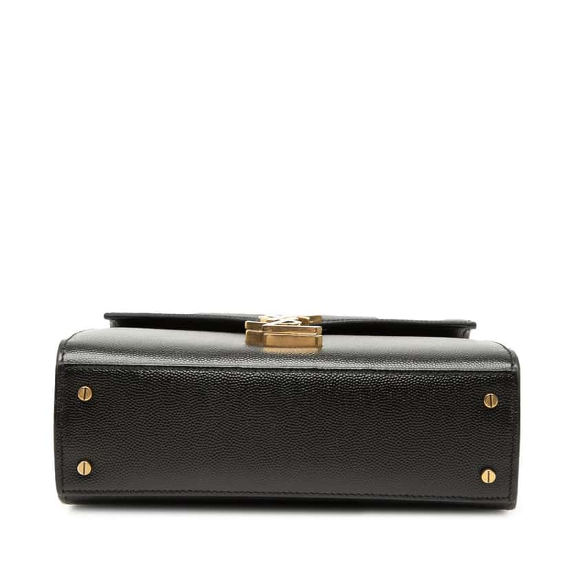 Saint Laurent Mini Grain de Poudre Monogram Cassandra Top Handle Bag Black Leather Very good condition - Inside View