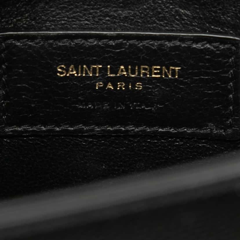 Saint Laurent Mini Grain de Poudre Monogram Cassandra Top Handle Bag Black Leather Very good condition - Box View
