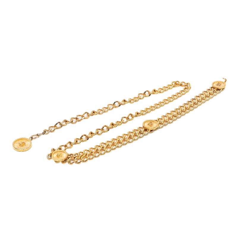 Chanel CC Gold Plated Medallion Belt Gold Metal Very good condition - Front View