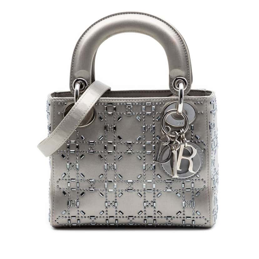 Dior Mini Satin Cannage Strass Crystal Embellished Lady Dior Other Very good condition - Front View