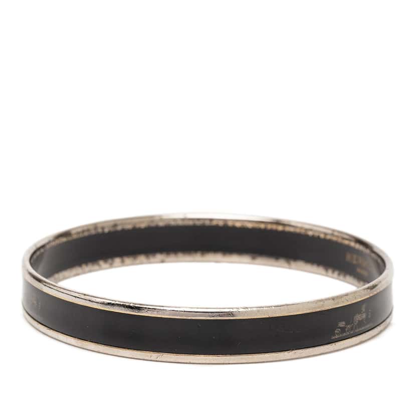 Hermès Narrow Caleche Enamel Bracelet 65 Black Very good condition - Back View