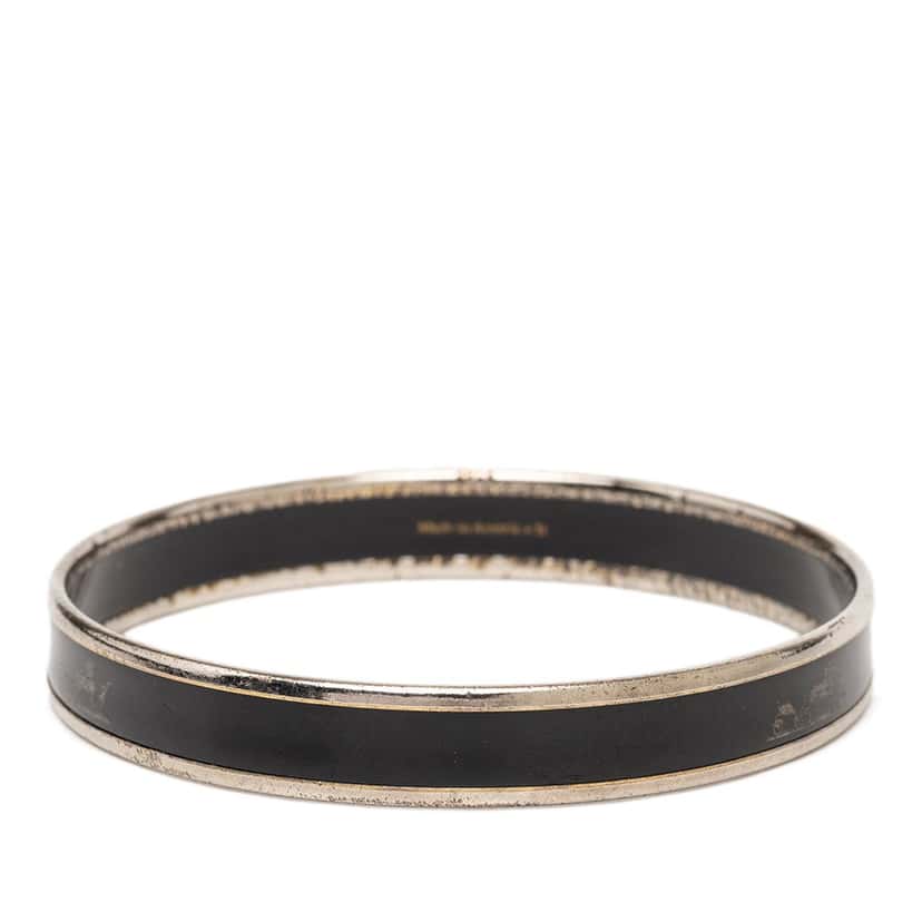 Hermès Narrow Caleche Enamel Bracelet 65 Black Very good condition - Inside View