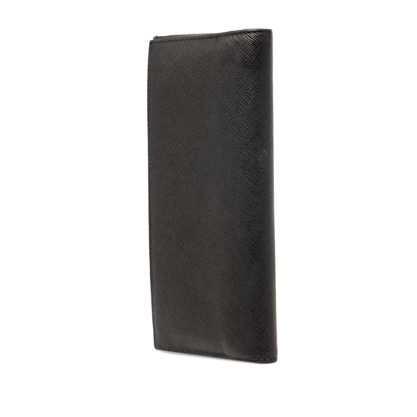 Prada Saffiano Bifold Long Wallet Black Leather Very good condition - Back View