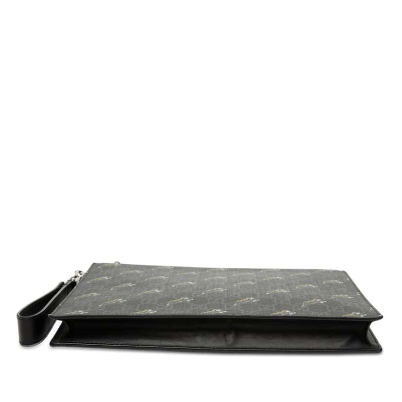 Gucci GG Supreme Tigers Zip Wristlet Pouch Black Very good condition - Inside View