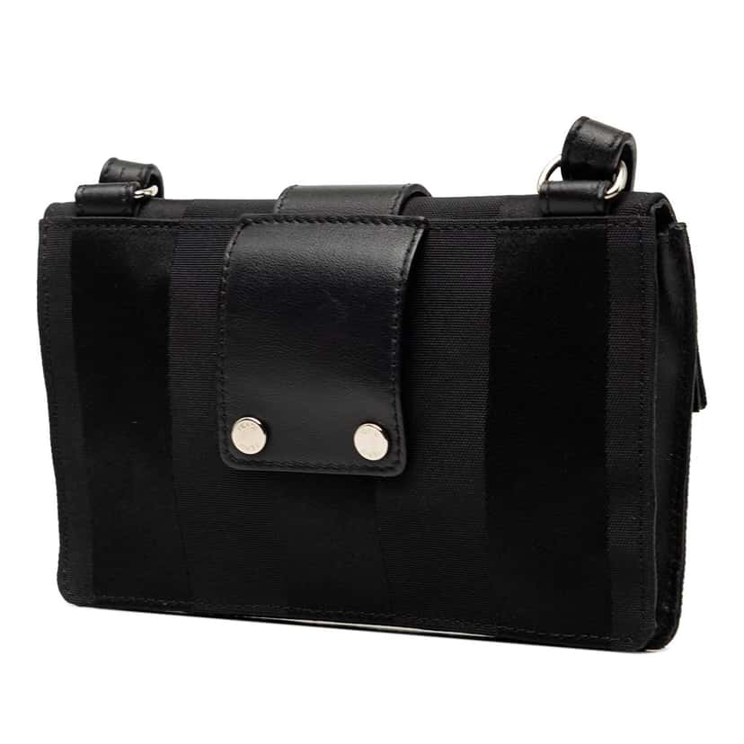 Fendi Pequin Nylon Convertible Baguette Pouch Black Very good condition - Back View