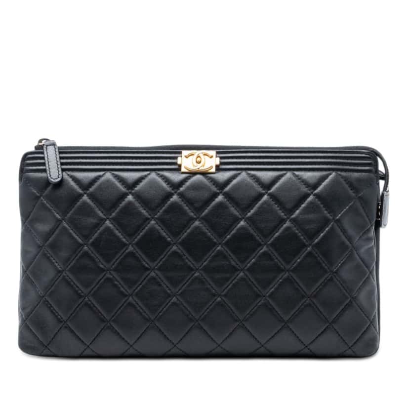 Chanel Quilted Lambskin Boy Zip Clutch