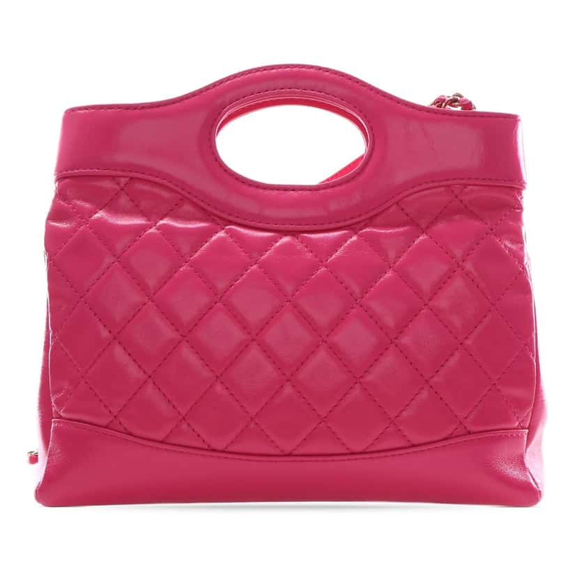 Chanel Large Quilted Glazed Calfskin 31 Shopping Bag Pink Leather Very good condition - Back View