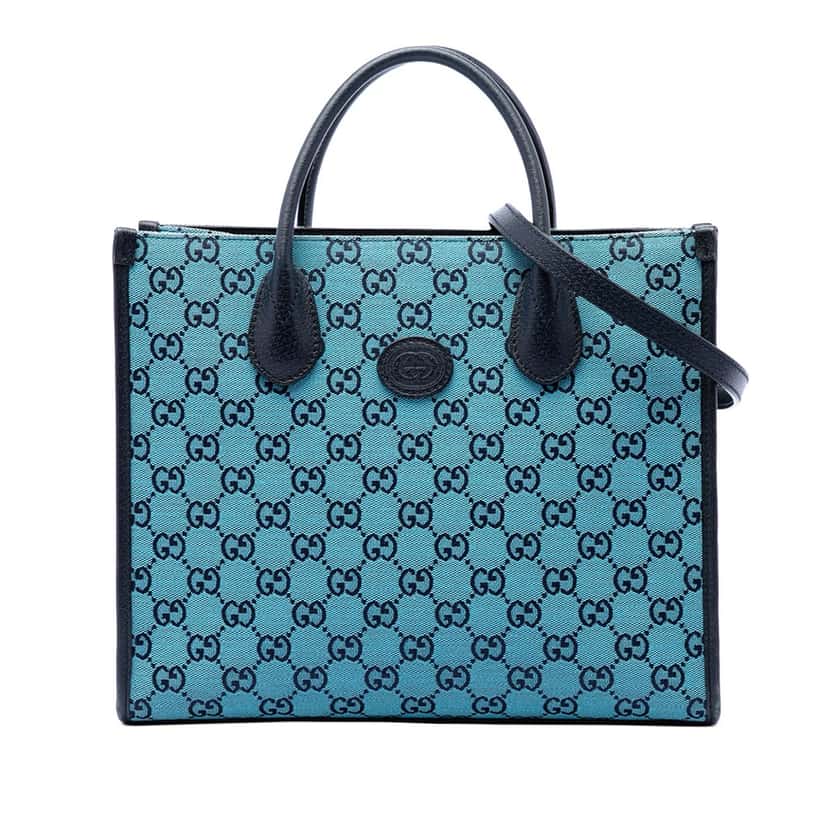 Gucci Small GG Canvas Interlocking G Tote Blue Very good condition - Front View