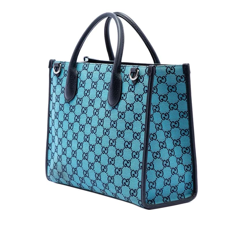 Gucci Small GG Canvas Interlocking G Tote Blue Very good condition - Back View