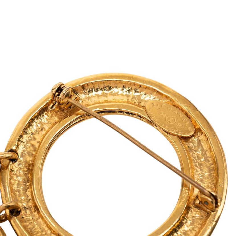 Chanel CC Gold Plated Five Charm Ring Brooch Gold Metal Very good condition - Inside View