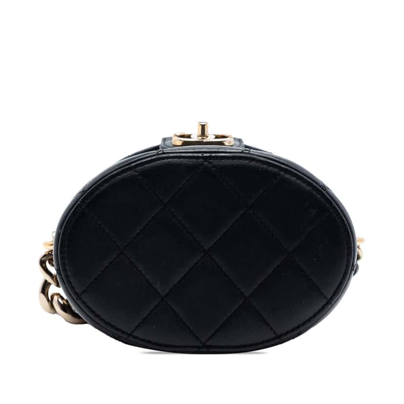 Chanel CC Lambskin Elegant Chain Vanity Case Black Leather Very good condition - Inside View