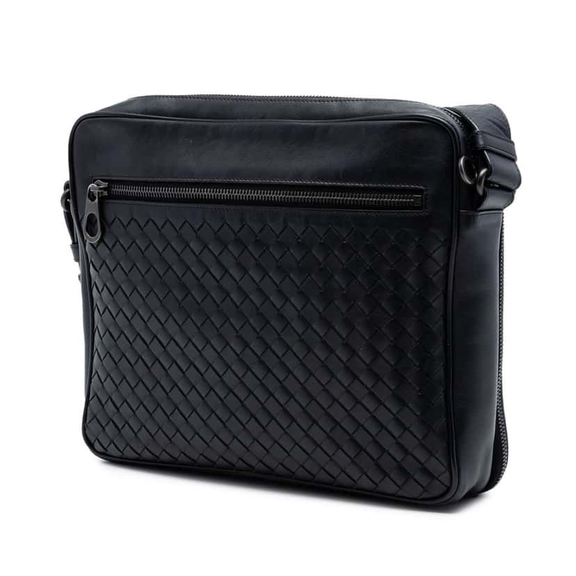 Bottega Veneta Nappa Intrecciato Messenger Bag Black Leather Very good condition - Back View