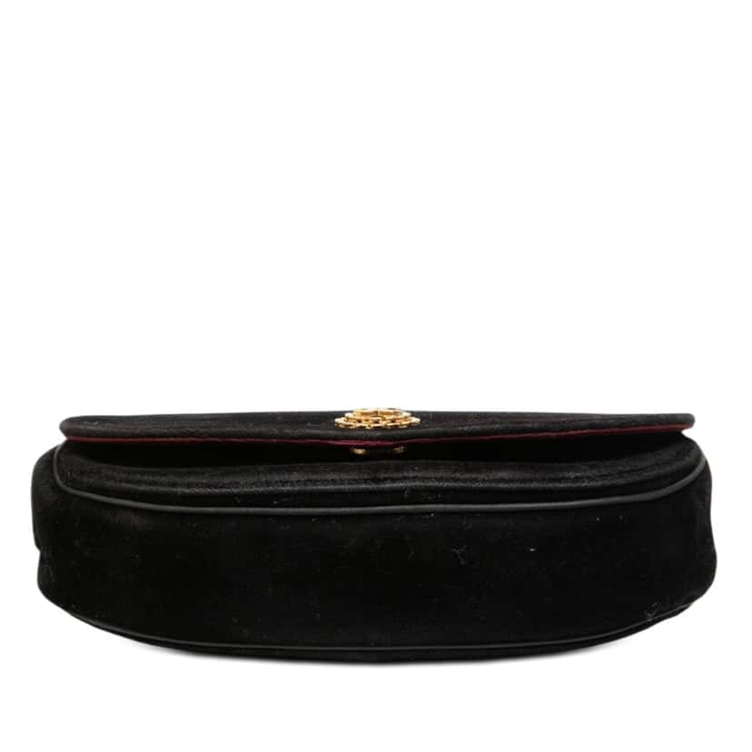 Chanel CC Quilted Velvet Half Moon Flap Black Very good condition - Inside View