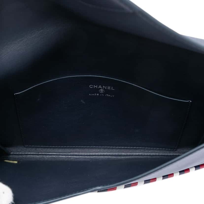 Chanel Lambskin Airlines Envelope Clutch Blue Leather Very good condition - Model View