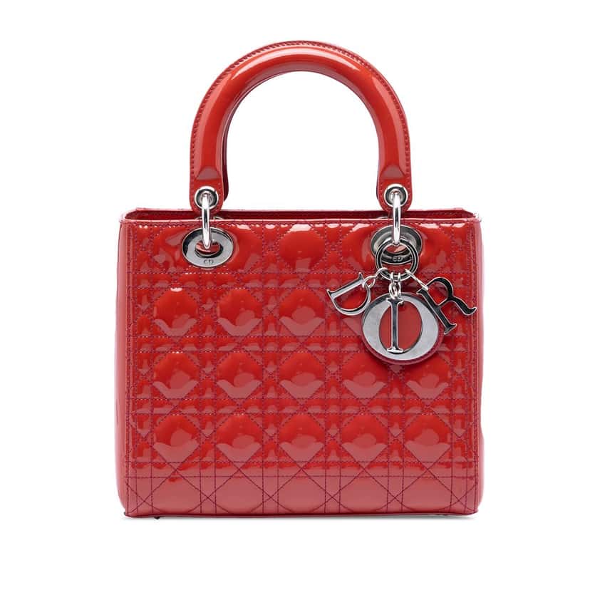 Dior Medium Patent Cannage Lady Dior Red Leather Very good condition - Front View